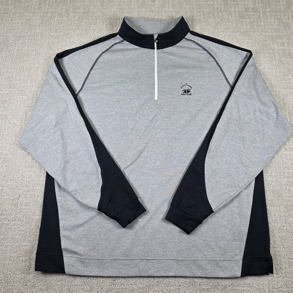 FootJoy Mens XXL Quarter Zip Pullover Gray Black Staley Farms Golf Club Jacket